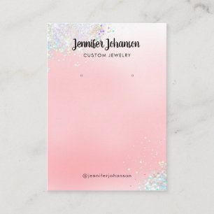 Rose gold glitter jewellery holder earrings Pink B Business Card