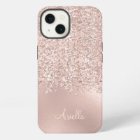 Rose Gold Glitter Jewels Monogram