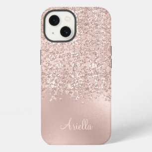 Rose Gold Glitter Jewels Monogram iPhone 13 Case