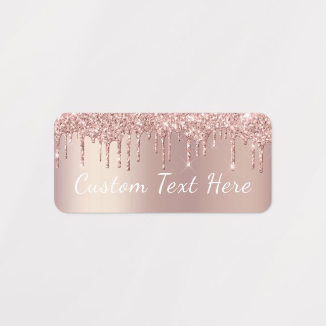 Rose Gold Glitter Labels with Custom Text (Design 3)
