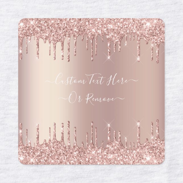 Rose Gold Glitter Labels with Custom Text Name (Design 3)