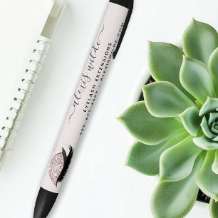 Rose Gold Glitter Lashes Salon Business Promotion Black Ink Pen
