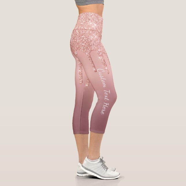Rose Gold Glitter Leggings Personalised Text (Right)