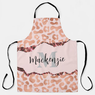 Rose Gold Glitter Leopard Print Apron