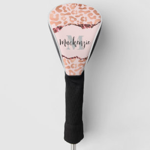 Rose Gold Glitter Leopard Print Golf Head Cover
