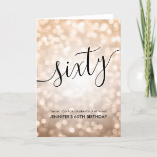 Rose Gold Glitter Lights 60th Birthday Thank You