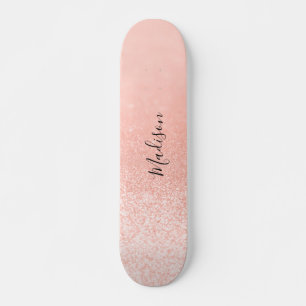 Rose Gold Glitter Lights Personalized Skateboard
