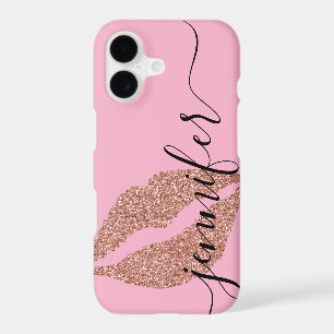 Rose Gold Glitter Lips, Personalised Pink