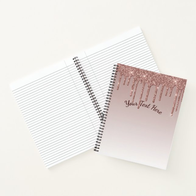 Rose Gold Glitter Liquid Drips Notebook (Inside)