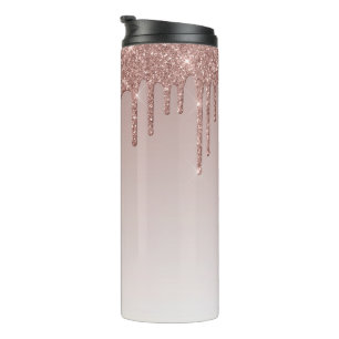 Rose Gold Glitter Liquid Drips Thermal Tumbler