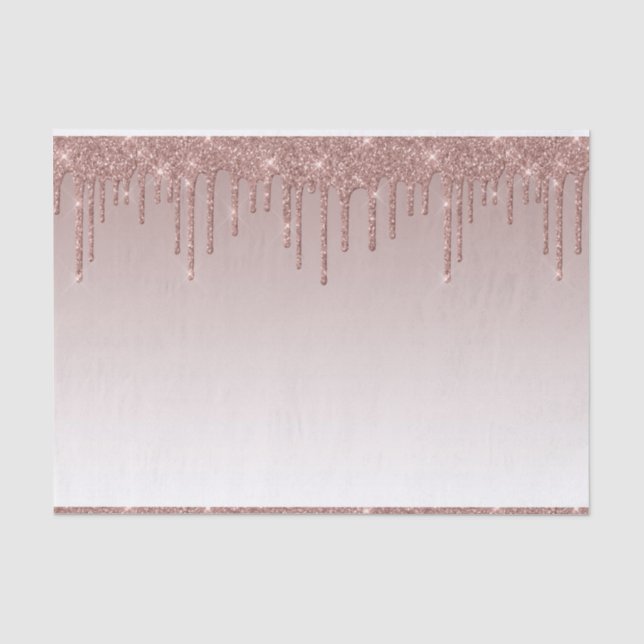 Rose Gold Glitter Liquid Drips Tissue Paper (Front)