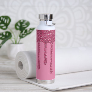 Rose Gold Glitter Look Drips You Customise Water Bottle