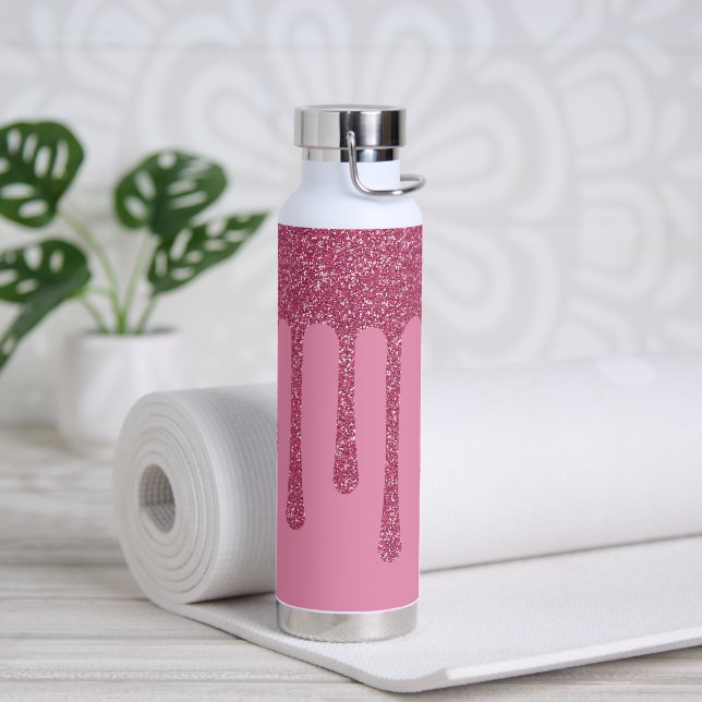 Rose Gold Glitter Look Drips You Customise Water Bottle (Yoga)