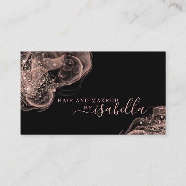 Rose Gold Glitter Makeup Artist Business Card (Front)