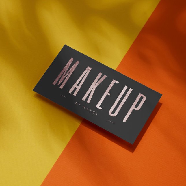 Rose Gold Glitter Makeup Artist Business Card (Creator Uploaded)