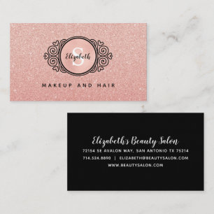 Rose Gold Glitter Makeup Artist Hair Salon Busines Business Card