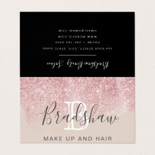 Rose Gold Glitter Makeup Artist Hair Salon Business Card