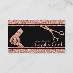 Rose Gold Glitter Makeup Artist Hair Salon Loyalty Card