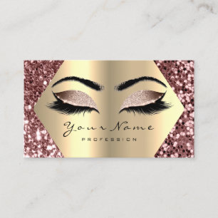 Rose Gold Glitter Makeup Artist Lashes Browns Business Card