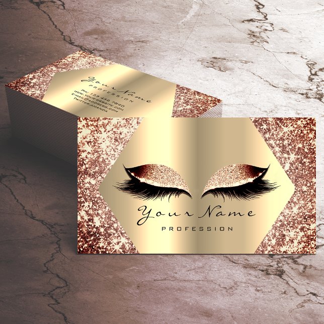 Rose Gold Glitter Makeup Artist Lashes Extension Business Card (Rose Gold Glitter Makeup Artist Lashes Extension Business Card)