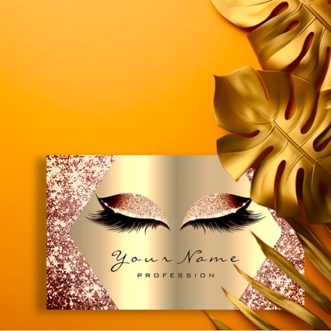 Rose Gold Glitter Makeup Artist Lashes Extension Business Card (Rose Gold Glitter Makeup Artist Lashes Extension Business Card)