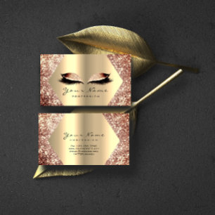Rose Gold Glitter Makeup Artist Lashes Extensions Business Card