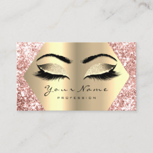 Rose Gold Glitter Makeup Artist Lashes Logo Business Card