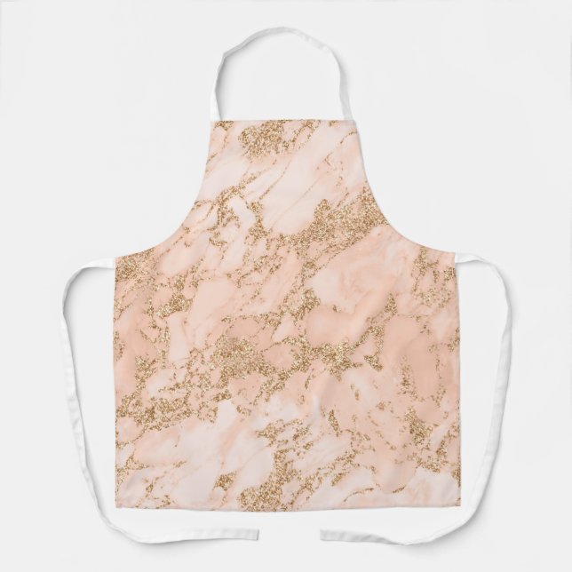 Rose gold glitter marble abstract apron (Front)