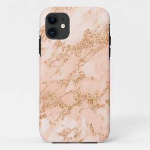 Rose gold glitter marble abstract iPhone 11 case