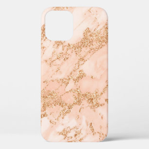 Rose gold glitter marble abstract iPhone 12 pro case