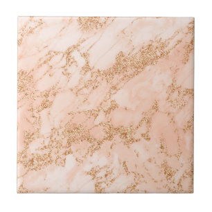 Rose gold glitter marble abstract ceramic tile