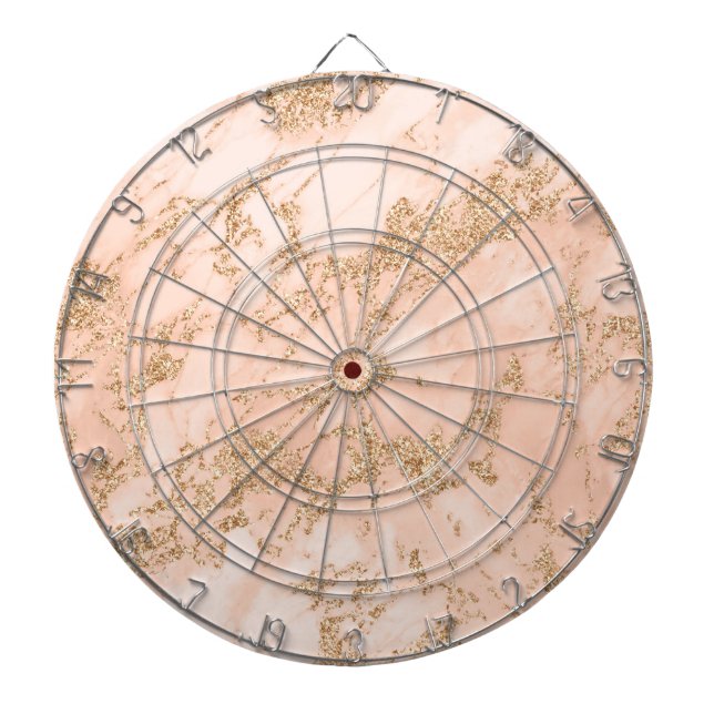 Rose gold glitter marble abstract dartboard (Front)