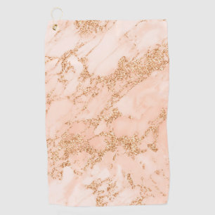 Rose gold glitter marble abstract golf towel