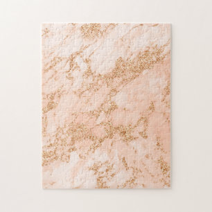 Rose gold glitter marble abstract jigsaw puzzle