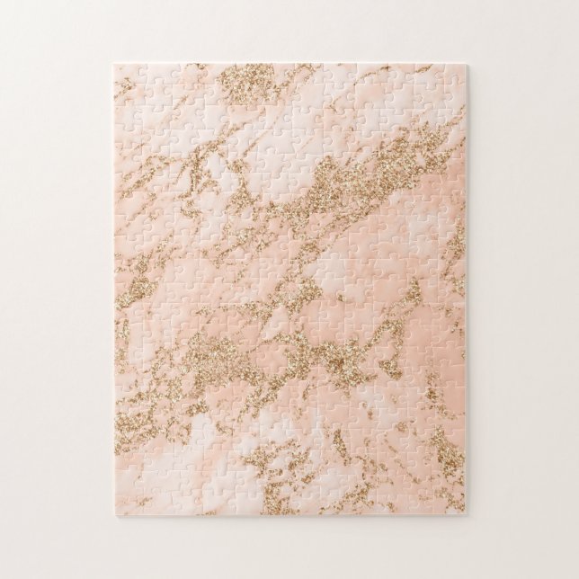 Rose gold glitter marble abstract jigsaw puzzle (Vertical)