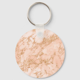 Rose gold glitter marble abstract key ring