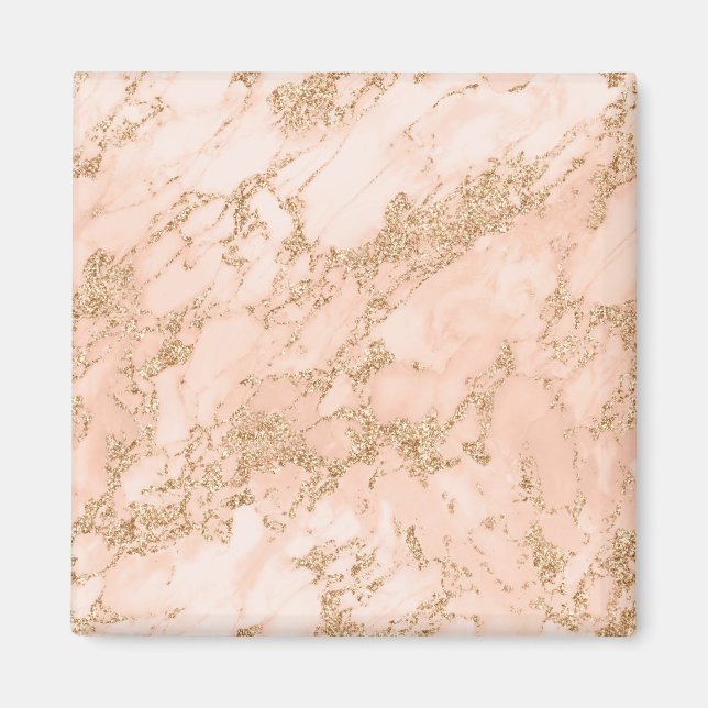 Rose gold glitter marble abstract magnet (Front)