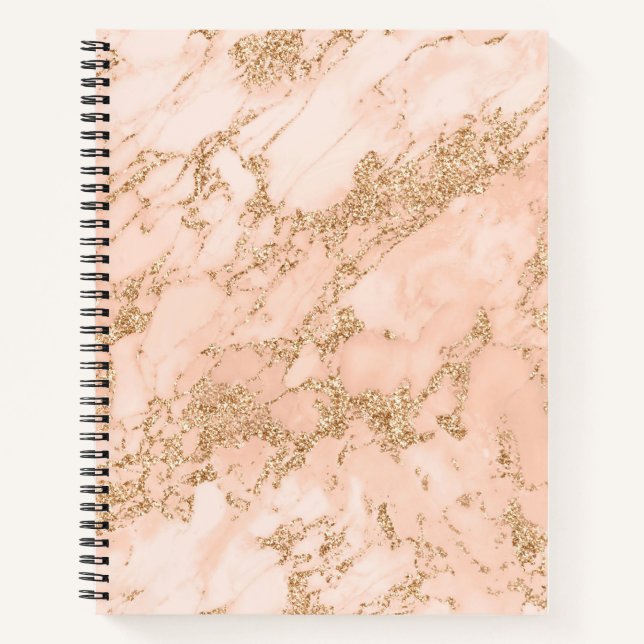 Rose gold glitter marble abstract notebook (Front)