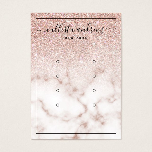 Rose Gold Glitter Marble Earrings Display Card (Front)