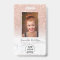 Rose gold glitter marble logo employee photo pass