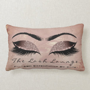 Rose Gold Glitter Marble Makeup Lash Beauty Eyes Lumbar Cushion