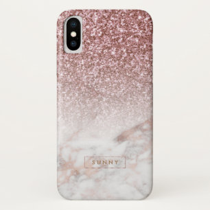 Rose-gold Glitter & Marble Ombre iPhone X Case