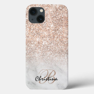 Rose Gold Glitter Marble Ombre iPhone 13 Case