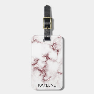 Rose Gold Glitter Marble Personalised Luggage Tag