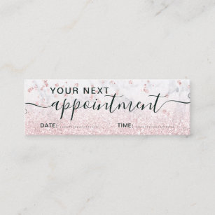 rose gold glitter marble sparkle  appointment mini business card