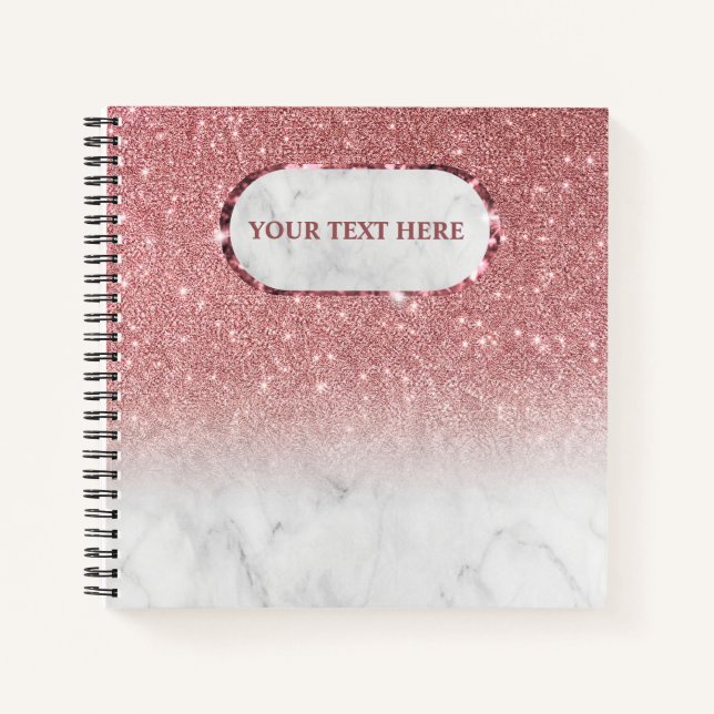Rose Gold glitter Marble sparkles Notebook (Front)
