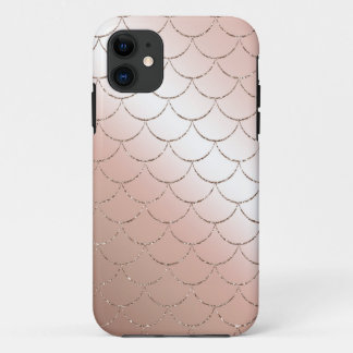 Rose gold glitter mermaid scales case