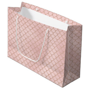 Rose Gold Glitter Mermaid Scales Large Gift Bag