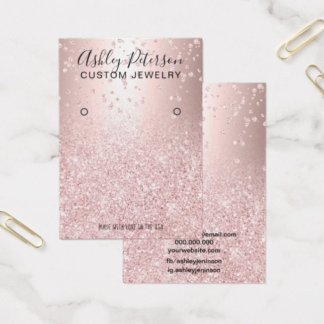 rose gold glitter metallic chic earring display (Office)