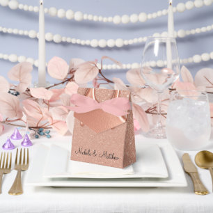 Rose Gold Glitter & Metallic Drips Wedding Favour Box